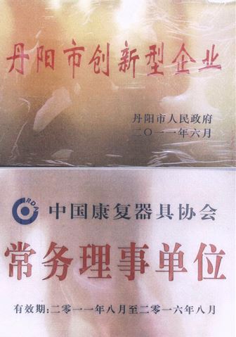 丹阳市创新型企业和中国康复器具协会常务理事单位